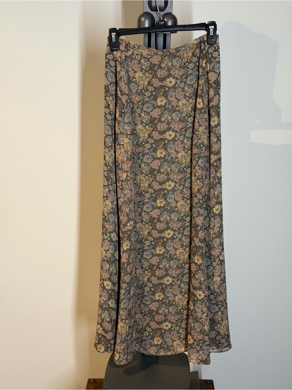 Floral Maxi Skirt in Muted Pink and Sage